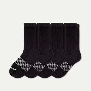 BOMBAS Men's Solids Calf Sock 4-Pack - Black 13.5-16
